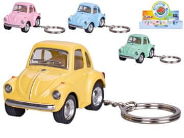 Kinsfun Volkswagen Beetle kovinski obesek za ključ 5,5 cm - mešanica barv (roza, rumena, zelena, modra)
