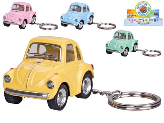 Volkswagen Beetle kovinski obroček za ključ 5,5 cm - mešanica barv (roza, rumena, zelena, modra)