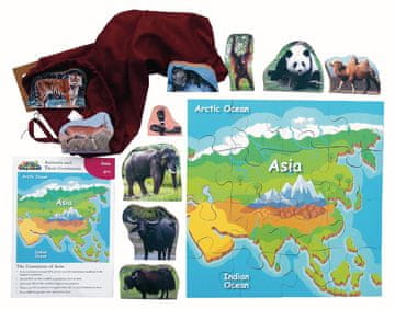 Just Jigsaws 773 Azija in njene živali - lesena sestavljanka s 16 deli in 10 živalmi