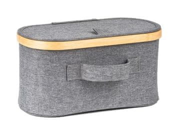 G21 Škatla za shranjevanje 30 x 15 x 15 cm, bambus s pokrovom, siva