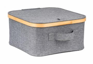 G21 Škatla za shranjevanje 30 x 30 x 15 cm, bambus s pokrovom, siva