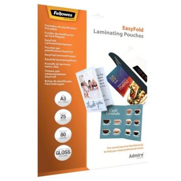 Fellowes EasyFold folija za laminiranje A3, 80 mikrometrov, sijajna, 25 kosov