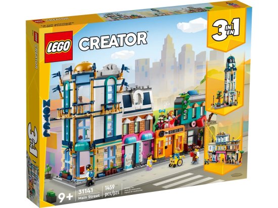 LEGO LEGO Creator 3 v 1 31141 Glavna ulica, 1459 kosov, 6 minifigur, Starost 9+, odlična igrača za domišljijo
