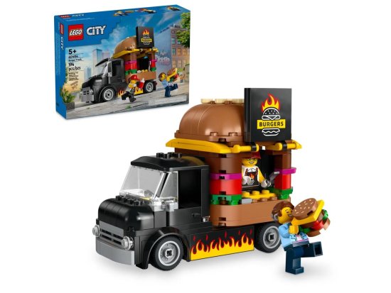 LEGO LEGO CITY 60404 Kamion za hamburgere - 194 delov, 2 figurici, primerno za otroke 5+ let