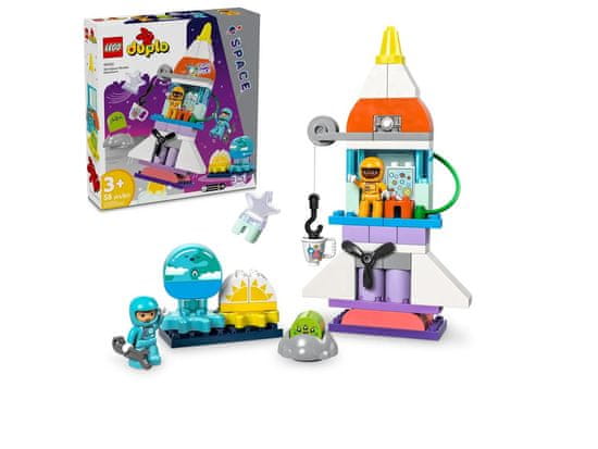 LEGO LEGO DUPLO 10422 3-v-1 vesoljski shuttle pustolovina za otroke od 3. leta, 58 kosov z 2 figuricama