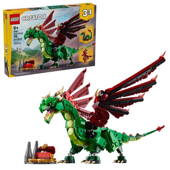 LEGO LEGO CREATOR 3 v 1 31161 Srednjeveški zmaj - zabavna gradnja za otroke 9+ let, 715 delov in navodila vključena