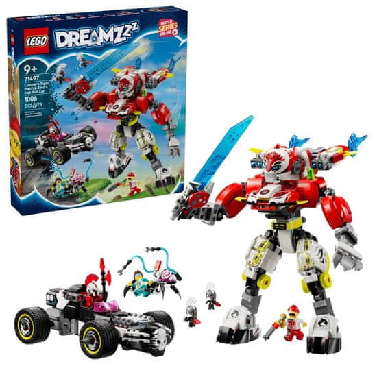 LEGO LEGO DREAMZZZ 71497 Cooperjev Tiger Mech in Zerojev Hiter Avto, 1006 kosov, za starost 9+ let