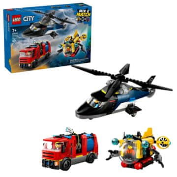 shumee LEGO CITY 60462 Helikopter, gasilsko vozilo in podmornica
