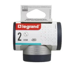 LEGRAND Revolution vrtljivo vozlišče 3x2P+T, polnilec USB A+C, aluminij