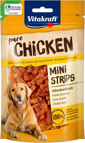 Vitakraft VITAKRAFT Mini Strips piščanec - prigrizek za pse, 80g, zdrava in mesnata dobrotina za vse pasme in starosti.