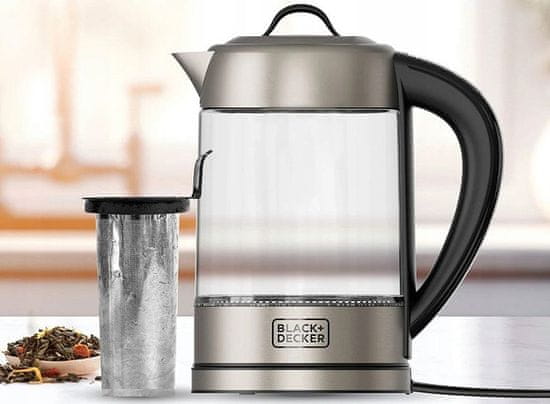 Black+Decker Električni čajnik Black+Decker BXKE2205E, 1,7 L, nastavljiva temperatura, samodejno izklopi, ergonomska zasnova