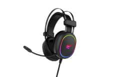 Havit Havit RGB Gaming slušalke, črne, žične, s pokrovom za ušesa za optimalno udobje in kakovost zvoka.