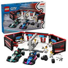 LEGO LEGO CITY 60444 F1 Garaza z Mercedes-AMG in Alpine avtomobili, 678 delov, 6 minifigur, starost 7+ let