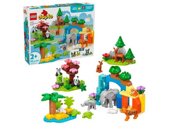 LEGO LEGO DUPLO 10446 3v1 družine divjih živali - zabavna igrača za otroke od 2. leta dalje, 92 kosov, vključuje navodila