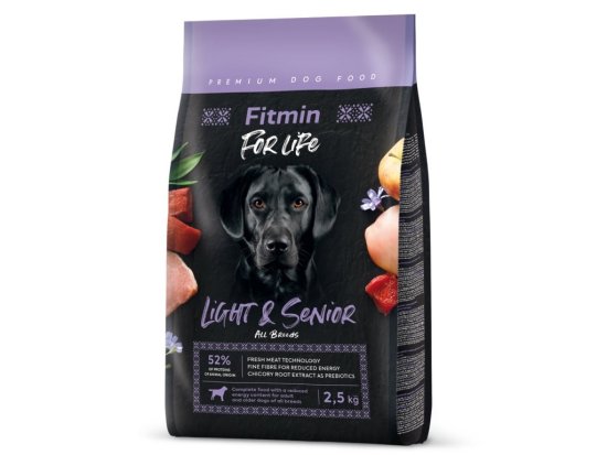 Fitmin FITMIN For Life Light & Senior - suha hrana za pse, 2,5 kg, zdrava in uravnotežena prehrana za starejše pse vseh pasem