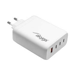 Akyga Univerzalni polnilec USB-A + 3x USB-C PD 5-28V / max 5A 140W Quick Charge 3.0 GaN, bel