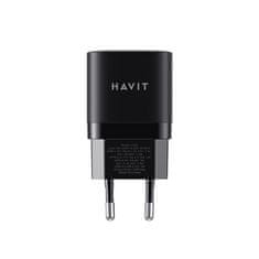 slomart Havit UC30 EU Črni USB-A + USB-C Polnilec s hitrim polnjenjem do 30 W in zaščito pred prenapolnjenjem