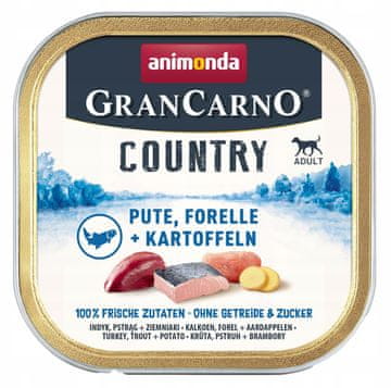 Animonda ANIMONDA GranCarno Wet Dog Food z Turčijo, Postrvjo in Krompirjem - 150g, brez glutena, za odrasle pse vseh pasem