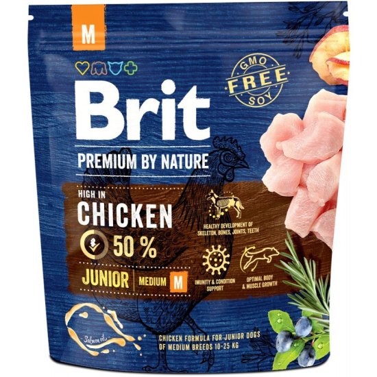 Brit BRIT Premium by Nature Junior M Piščanec - suha pasja hrana za mladiče, 1 kg, za zdrave kosti in močne zobe