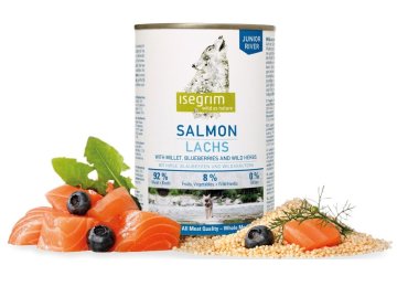 Isegrim ISEGRIM Junior losos - mokra hrana za pse - 400g, brez glutena, primerno za vse pasme, zdravo za rast in razvoj
