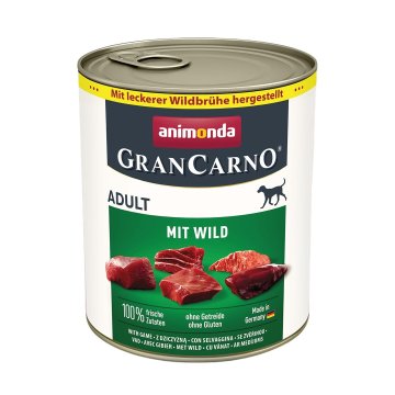 Animonda ANIMONDA GranCarno Adult Game - mokra hrana za pse, brez glutena, 800g, z divjačino, primerno za vse pasme, brez umetnih dodatkov