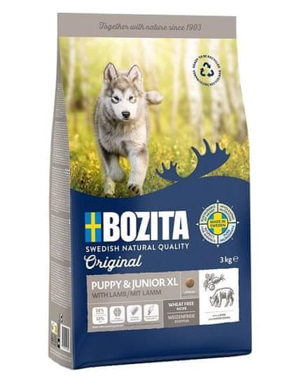 Bozita BOZITA Original Puppy & Junior XL Lam: Suha hrana za velike pse, 12 kg - rast in razvoj otrok, brez umetnih barvil.