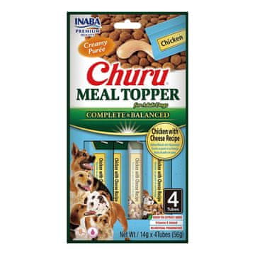 Inaba INABA Churu Meal Topper piščanec s sirom - pasja poslastica, 4 x 14 g, brez glutena, hipoalergena, primerno za vse pasme