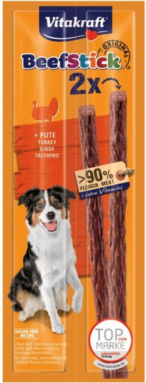 Vitakraft VITAKRAFT mesni paličici s puranom - pasja poslastica, brez glutena, 2x12 g, primerno za vse pasme psov