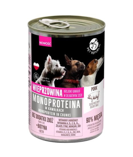 slomart PET REPUBLIC Monoprotein pasja mokra hrana s svinjetino, 100 g - brez glutena, brez umetnih barvil, primerna za vse pasme
