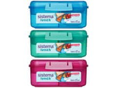 Sistema Split Lunch Box kocka za kosilo Bento s posodico za jogurt in 2 pladnjema 1,25 l, mešanica barv