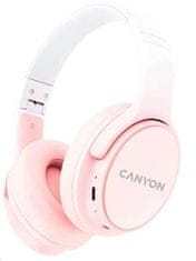 Canyon brezžične slušalke OnRiff 4, BT 5.3, USB-C, baterija 500 mAh, mikrofon, 40 mm pretvorniki, roza