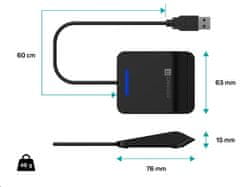 Connect IT Čitalnik eID in pametnih kartic USB, ČERNA
