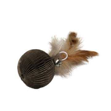 Kartonska žoga s perjem in zvoncem 4 cm