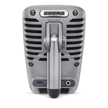 Shure Mikrofon Shure MOTIV MV51 v sivi barvi za digitalne videokamere, USB, za Windows, OSX in iOS, 48 kHz, 24 bit