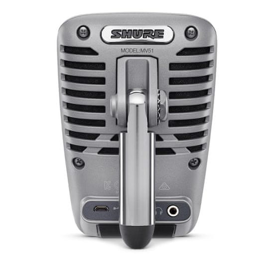 Shure Mikrofon Shure MOTIV MV51 v sivi barvi za digitalne videokamere, USB, za Windows, OSX in iOS, 48 kHz, 24 bit