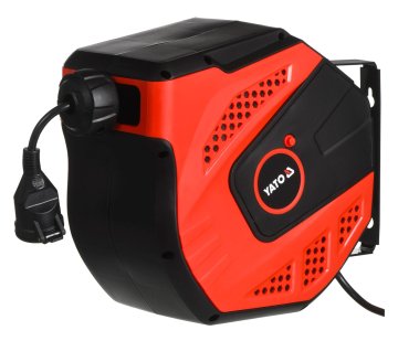 YATO Yato YT-81221 kolut za kabel z 1 AC vtičnico, dolžina 20 m, IP34, črna/rdeča, 230 V, 1,5 mm², 3 jedra