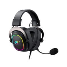 Havit Havit H2002P črne slušalke z mikrofon, 7.1 virtualni surround, 2.1 m kabl, gaming headset, multicolor osvetlitev