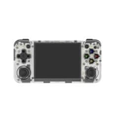 slomart Retro igralna konzola ANBERNIC RG35XX H v beli/prozornem dizajnu z 64 GB shrambe in široko združljivostjo.