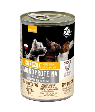 slomart PET REPUBLIC Monoprotein Piščanec - mokra hrana za pse 400g, brez glutena, brez zrn, primerno za vse pasme, odrasli psi