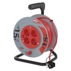 Emos Kolutni podaljšek 15 m / 4 vtičnice / črni / PVC / 230 V / 1 mm2