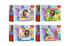 Trefl MiniPuzzle miniMaxi 20 kosov Gabbyjin pisan dan/Gabbyjina hišica za punčke 4 vrste v škatli 11x8cm