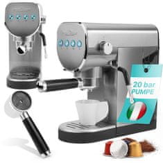 ProfiCook ES-KA 1265 espresso 2v1 (20 barov), vzvod, nastavek za kapsule