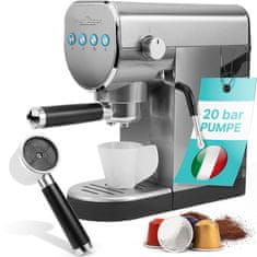 ProfiCook ES-KA 1265 espresso 2v1 (20 barov), vzvod, nastavek za kapsule