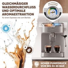 ProfiCook ES-KA 1267 espresso 2v1 (20 barov), vzvod, nastavek za kapsule