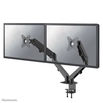 slomart Neomounts črna desk monitor arm z nastavljivim višinskim plinom, podporo za 2 zaslona in kavljem za kable
