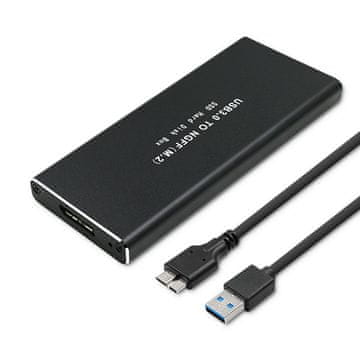 Qoltec Qoltec 51854 M.2 SATA SSD NGFF kuverta | USB 3.0 | Črna, aluminijasta, podpora za Windows in Mac