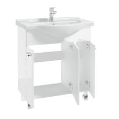 shumee Samostoječa kopalniška omarica z umivalnikom 75, masivno bela, Mea