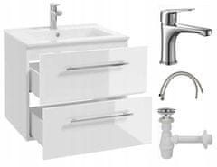 shumee Kopalniška omarica z umivalnikom 50x50, viseča, bela Pinia, s podaljšano kromirano pipo