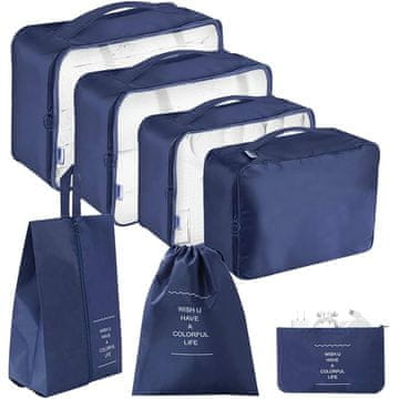 Severno Komplet organizatorjev, potovalne torbe za kovček za oblačila in čevlje, BAGGI, mornarsko modra, 7 kosov.