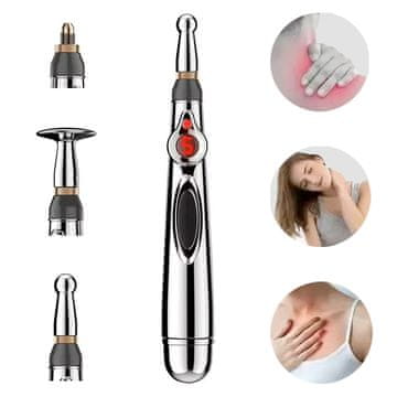 shumee Aktivno elektronsko akupresurno pero 3 v 1 - 3 glave, elektromagnetna pulzna masaža, točkovni masažer